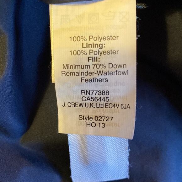 J. Crew Down Puffer Vest Women’s Size M Navy White Stripes Feathers High Quality - Picture 9 of 11